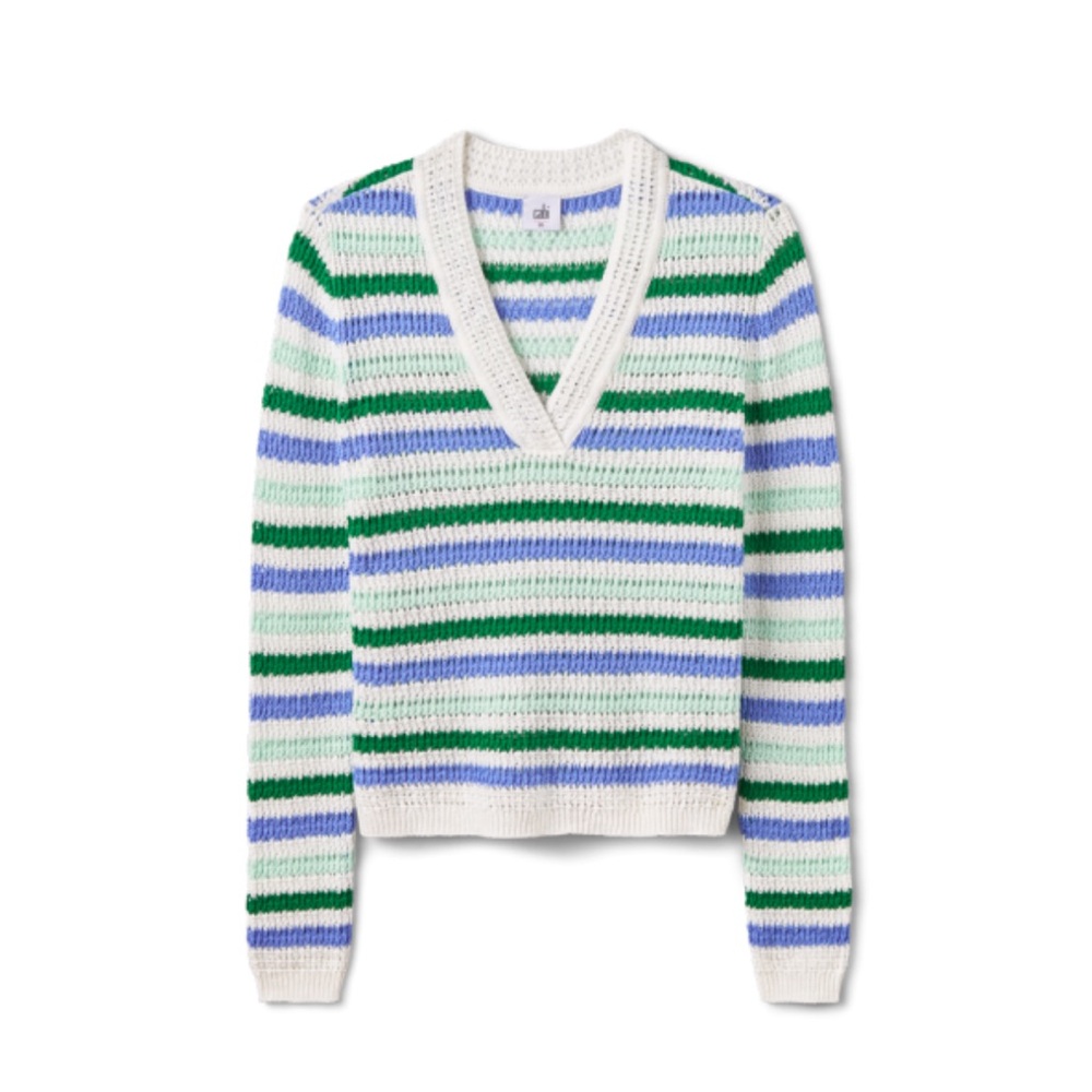 Cabi Serena Striped V-Neck Sweater. From New Arrivals. New in Bag. Medium
